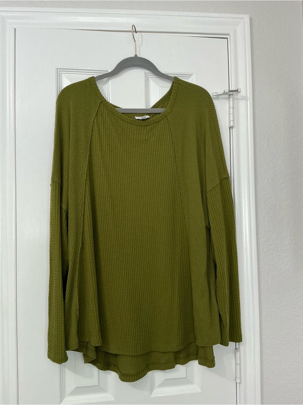 LuLaRoe Olive Green Waffle Knit Long Sleeve Top Tina